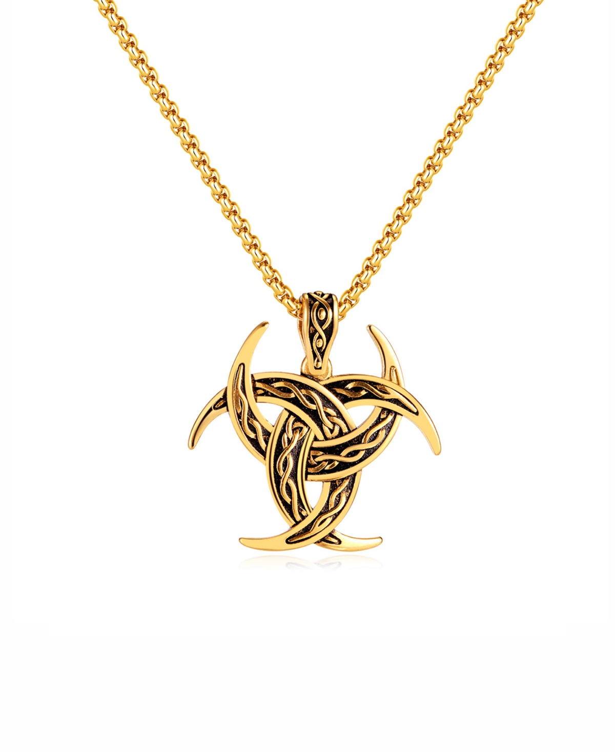 Gold Emblem Stainless Steel Pendant Necklace - Gold