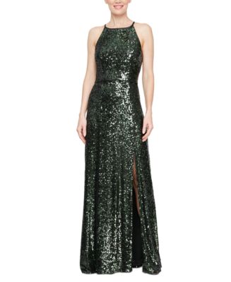 Alex Evenings Women s Halter Neck Sleeveless Sequined Gown Macy s