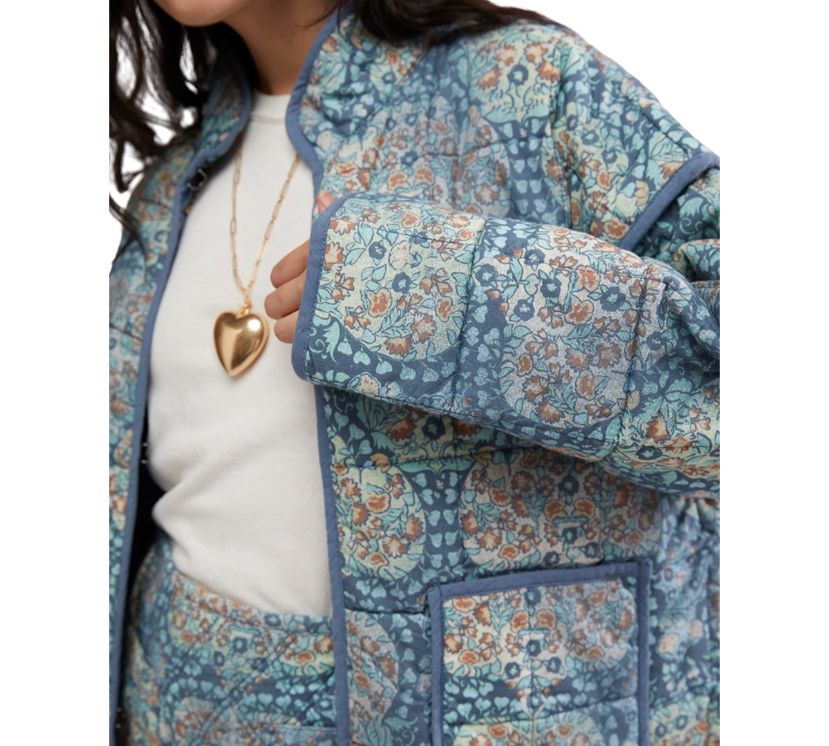 Free People Women's Chloe Cotton Floral Quilted Jacket