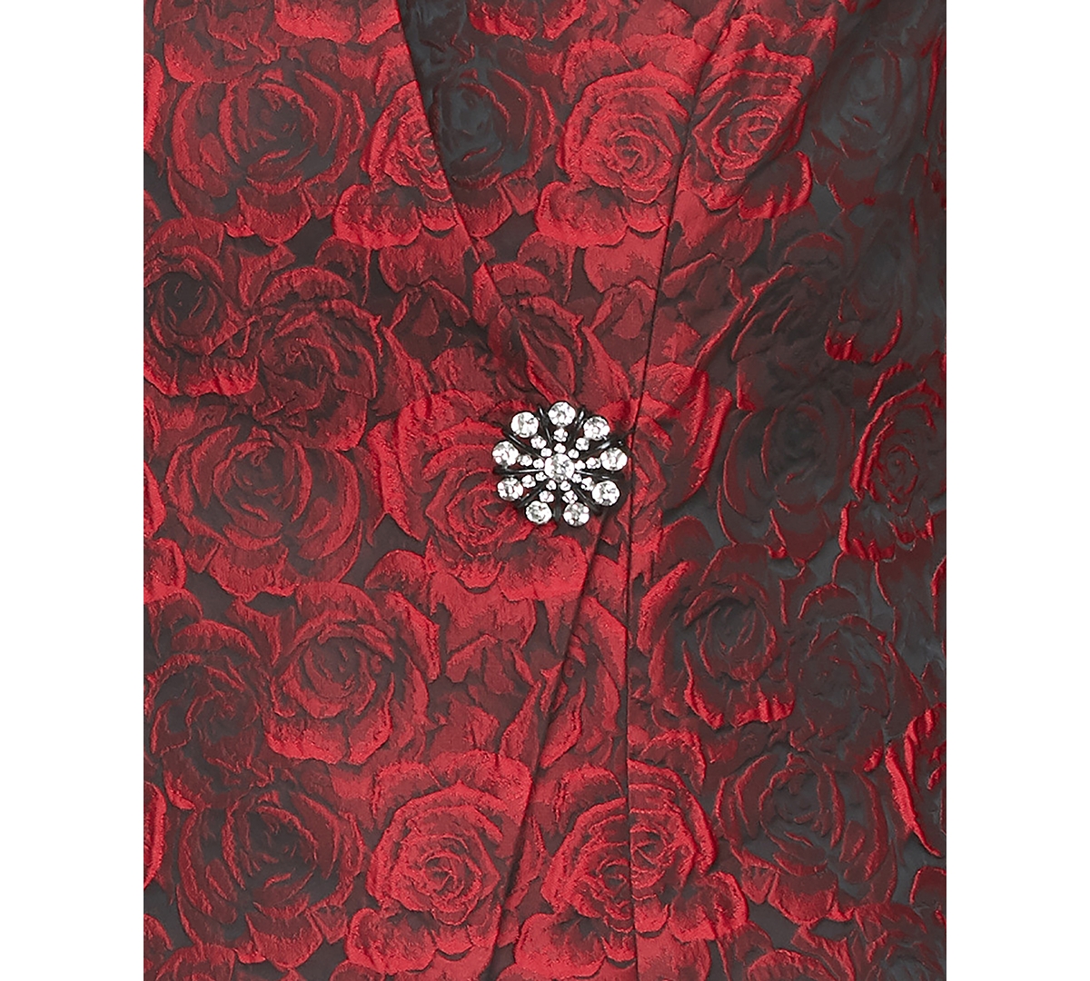 Alex Evenings Women's Floral-Jacquard Asymmetric High-Collar Top -red
