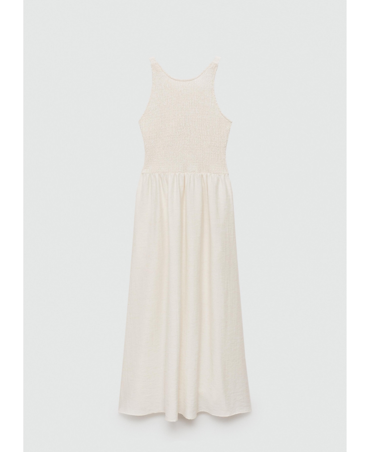 Mango Smocked Tie Back Sleeveless Maxi Dress In Off White