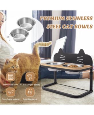 Elevated Pet Feeder with 2 Stainless Steel Bowls for Cats and Small and Medium Dogs