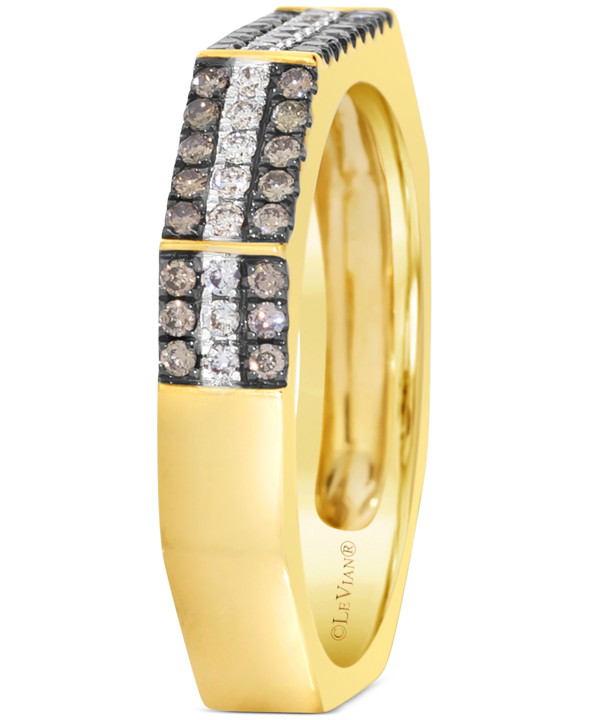 Le Vian Chocolatier Chocolate Diamond & Vanilla Diamond Three Row Ring (3/8 Ct. T.w.) In 14k Gold In 14k Honey Gold Ring