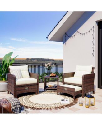 5-Piece Wicker Patio Conversation Set with Cushions