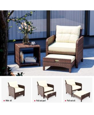5-Piece Wicker Patio Conversation Set with Cushions