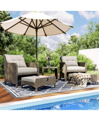 5-Piece Wicker Patio Conversation Set with Cushions