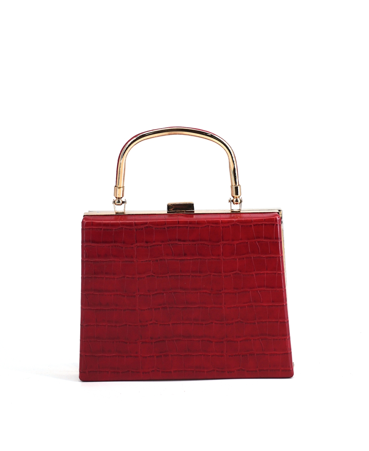 Like Dreams Eve Faux Croc Top Handle Evening Clutch In Red
