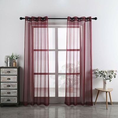 2 Piece Designer Sheer Voile Grommet Top Window Curtains