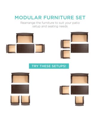 Best Choice Products 4-Piece Outdoor Wicker Patio Conversation Furniture Set w/ Table, Cushions