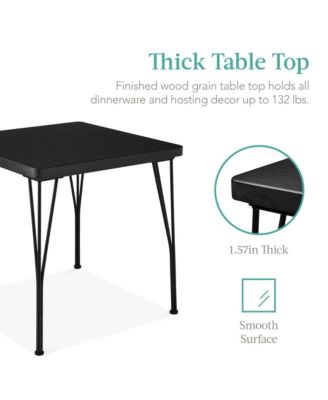 3-Piece Indoor Metal Wood Square Dining Table, Furniture Set w/ 2 Chairs