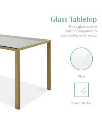 5-Piece Kitchen Dining Table Set w/ Glass Tabletop, 4 Faux Leather Chairs