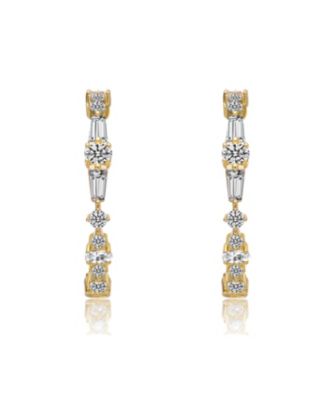 Sterling Silver Cubic Zirconia C-Hoop Earrings in White Gold Plated or 14K Gold Plated