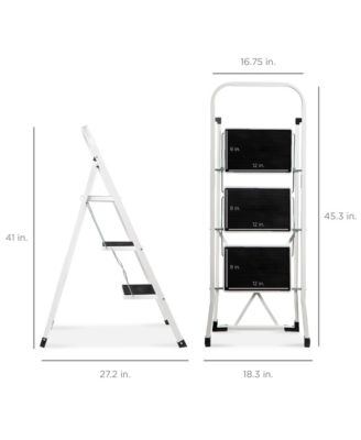 3-Step Folding Lightweight Step Ladder Stool with Non-Slip Feet, Padded Steps and 330lb Capacity for Home Use