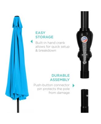 10ft Outdoor Steel Market Patio Umbrella w/ Crank, Tilt Push Button, 6 Ribs