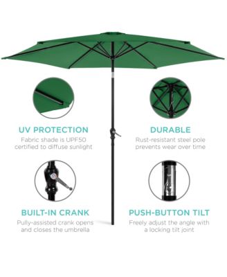 10ft Outdoor Steel Market Patio Umbrella w/ Crank, Tilt Push Button, 6 Ribs