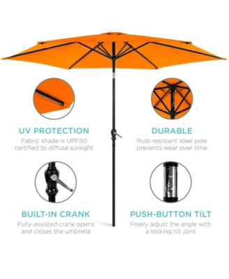 10ft Outdoor Steel Market Patio Umbrella w/ Crank, Tilt Push Button, 6 Ribs