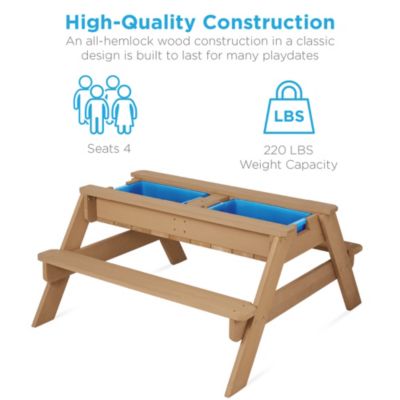 Kids 3-in-1 Outdoor Convertible Activity Sand & Water Picnic Table w/ Umbrella