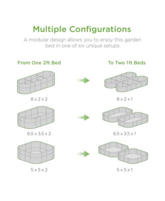 8x2x2ft Metal Raised Garden Bed, Oval Outdoor Planter Box w/ 4 Support Bars