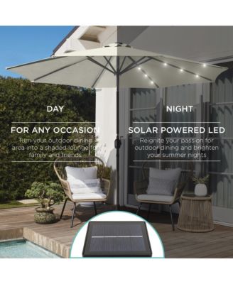 10Ft Solar LED Lighted Patio Umbrella with Tilt Adjustment and UV-Resistant Fabric