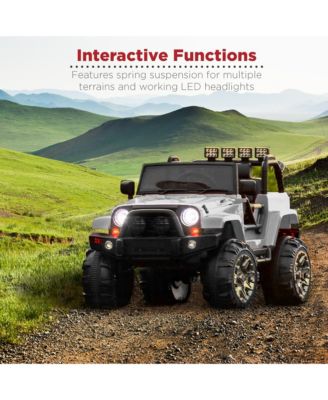 12V Kids Ride On Truck Car w/ Remote Control, Spring Suspension, Bluetooth, LED Lights