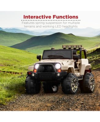 12V Kids Ride On Truck Car w/ Remote Control, Spring Suspension, Bluetooth, LED Lights