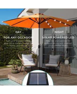 10Ft Solar LED Lighted Patio Umbrella with Tilt Adjustment and UV-Resistant Fabric