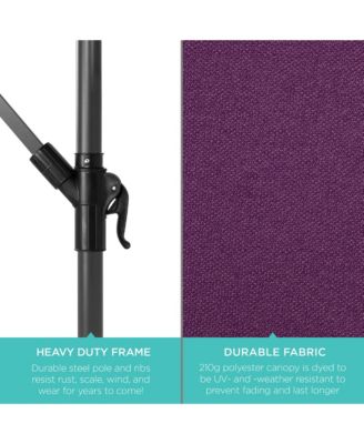 10ft Solar LED Offset Hanging Outdoor Market Patio Umbrella with Adjustable Tilt