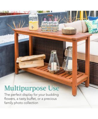 48in 2-Shelf Indoor Outdoor Wooden Console Table Multifunctional Buffet Bar Storage