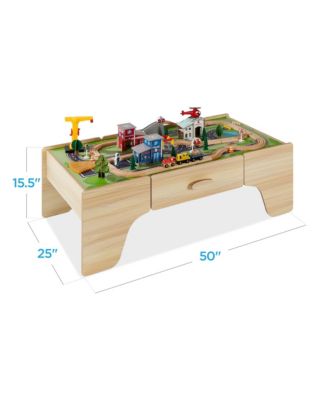 Kids 70-Piece Train Table, Large Multipurpose Wooden Playset w/ Reversible Table Top