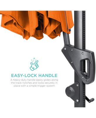 10ft 360-Degree Solar LED Lit Cantilever Patio Umbrella, Outdoor Hanging Shade