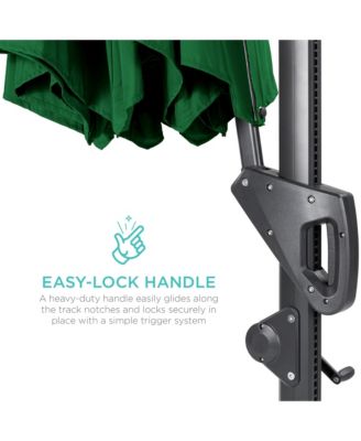 10ft 360-Degree Solar LED Lit Cantilever Patio Umbrella, Outdoor Hanging Shade