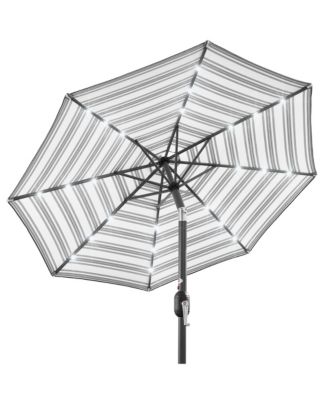 10Ft Solar LED Lighted Patio Umbrella with Crank, Tilt, Push Button, and 6 Ribs