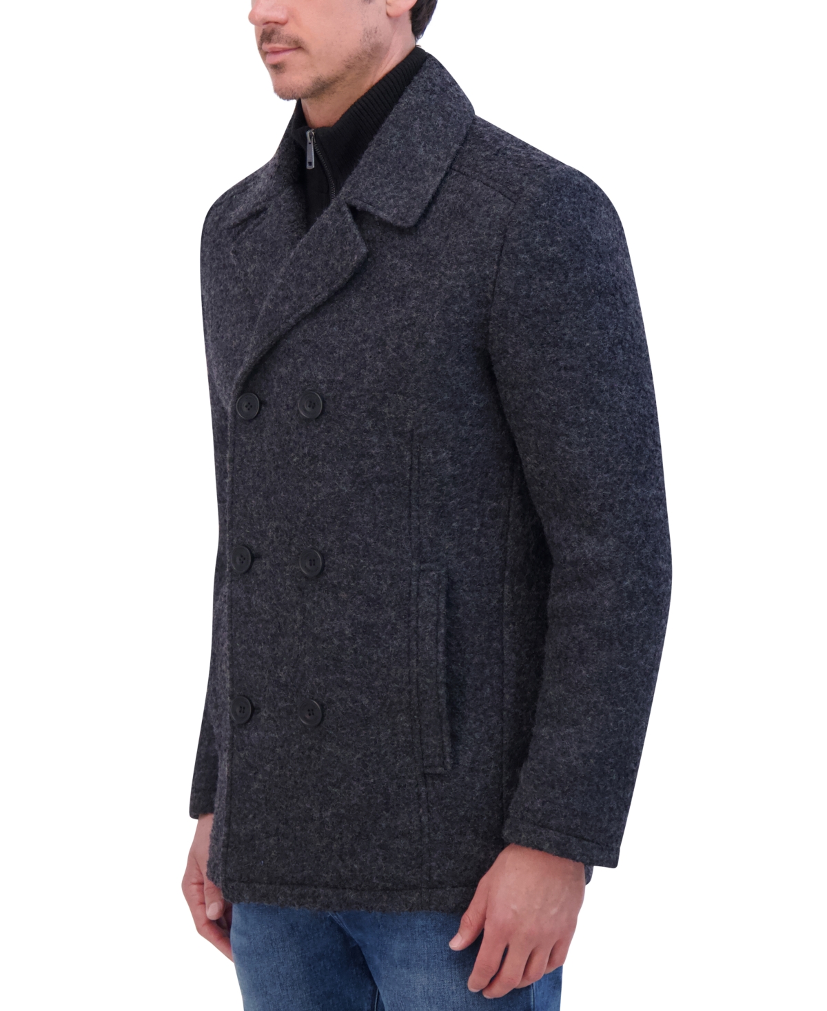 Kenneth Cole Men's Boucle Double Breasted Peacoat