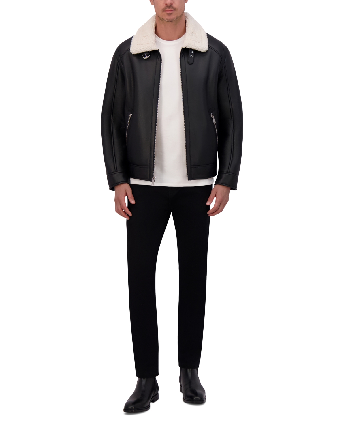 Kenneth Cole Men's Faux-Shearling Moto Jacket