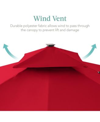 10x10ft 2-Tier Square Outdoor Solar LED Cantilever Patio Umbrella w/ Base Included