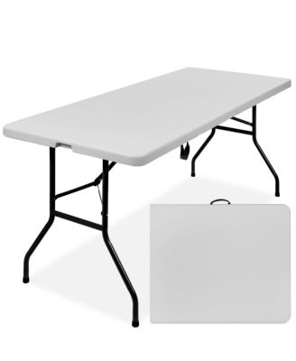 6ft Plastic Folding Table, Indoor Outdoor Heavy Duty Portable w/ Handle, Lock