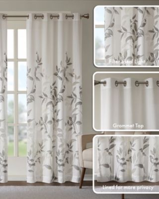 Cecily Burnout Printed Sheer Window Curtain, 84 inches long Single Sheer Curtain Panel, Width 50 curtains sheer for Bedroom and Living Room, Easy To Hang, Fits up to 1.25" Diameter Rod Grey sheer curtains