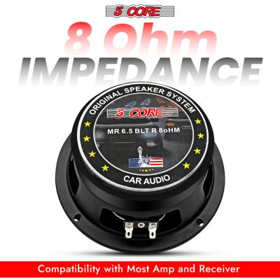 6.5 Inch Midrange Door Speaker 360W PMPO Subwoofer w Aluminum Bullet 8  Sub-Woofer