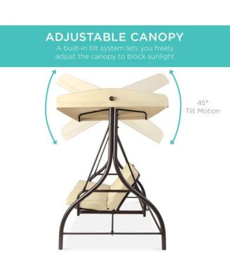 3-Seat Outdoor Converting Canopy Swing Glider Patio Hammock with Removable Cushions