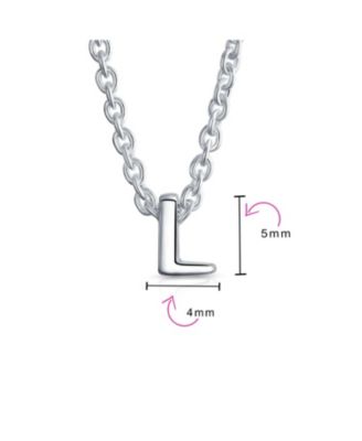 Tiny Block Letter Alphabet Initial A-Z Dainty Pendant Necklace .925 Sterling Silver