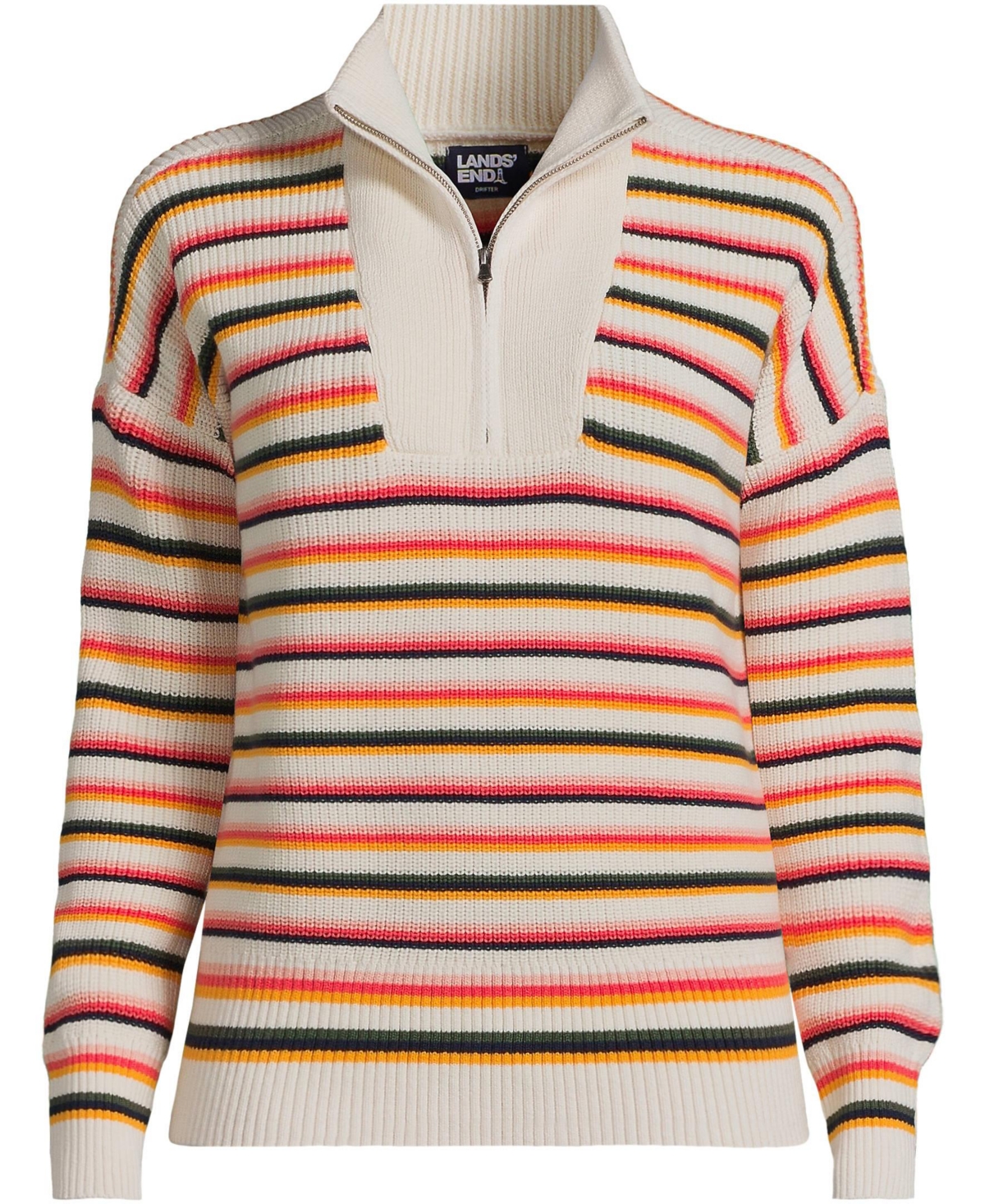 Lands' End Women's Drifter Cotton Quarter Zip Pullover Sweater