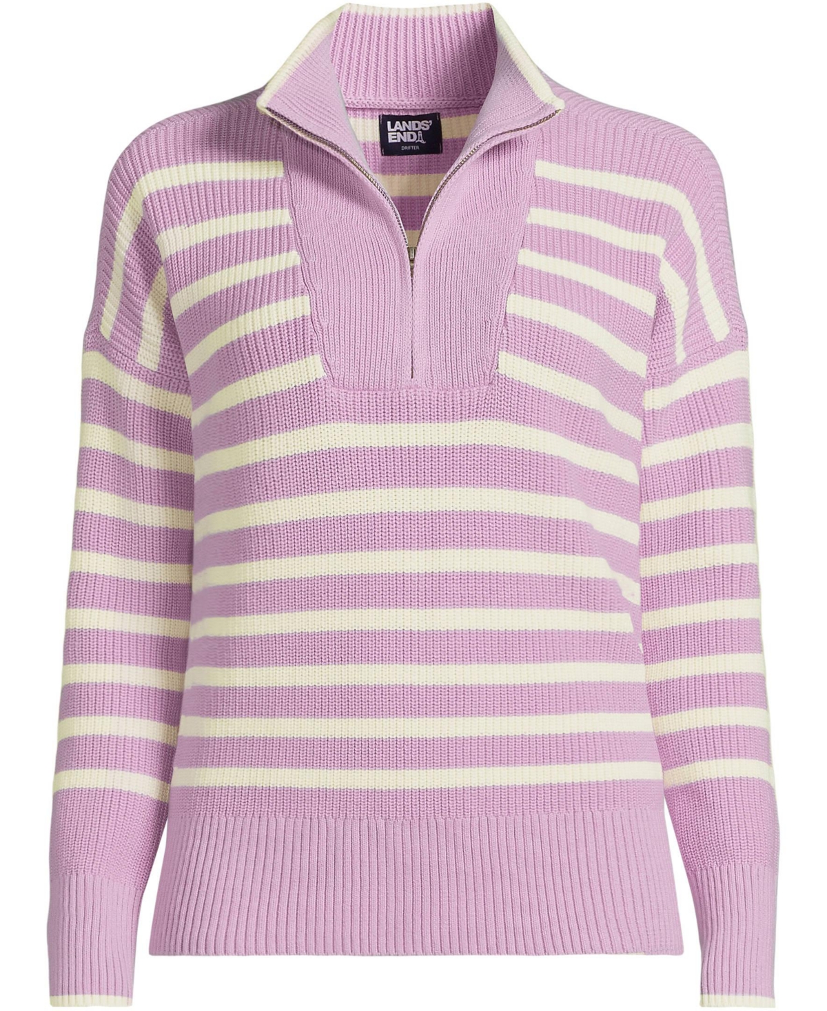 Lands' End Women's Tall Drifter Cotton Quarter Zip Pullover Sweater