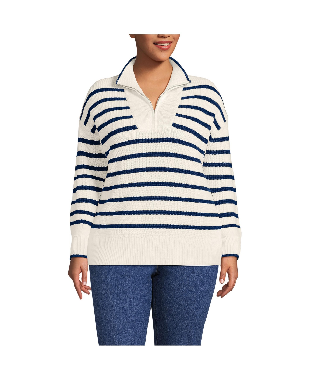 Plus Size Drifter Quarter Zip Pullover Sweater - Light regatta blue heather