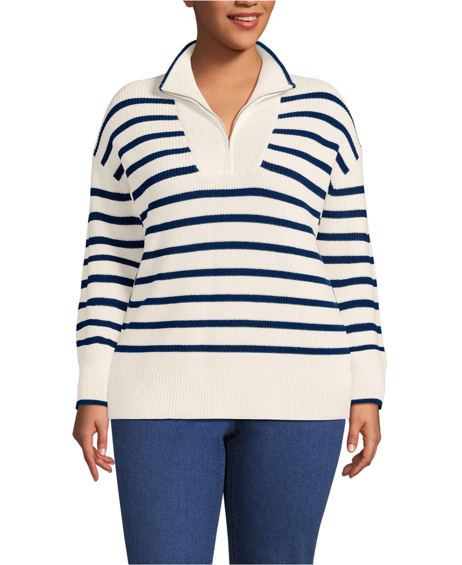 Women's Plus Size Drifter Cotton Quarter Zip Pullover Sweater