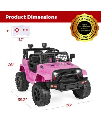 12V Kids Ride On Truck Car w/ Parent Remote Control, Spring Suspension, LED Lights