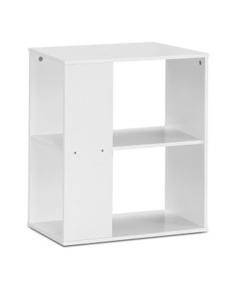 2-Tier Side Sofa End Table Bedside Nightstand Table Brown Home