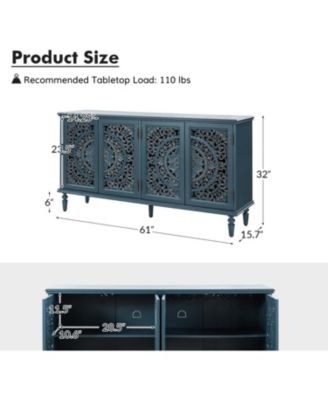 Ismenides Traditional 63”Wide Sideboard with Solid Wood Legs