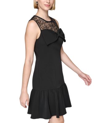 KARL LAGERFELD PARIS Women's Lace-Yoke Drop-Waist Dress - Macy's