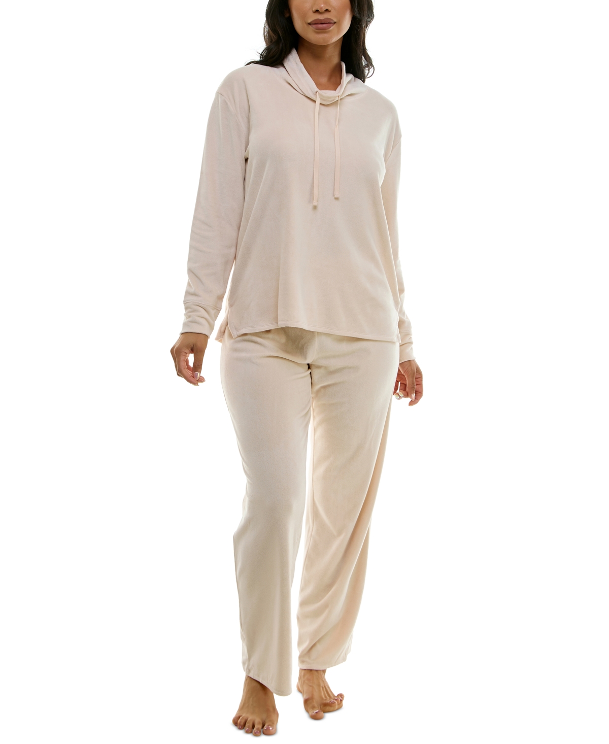 Women's Long-Sleeve Hooded Velour Pajama Set - Dark Purpl