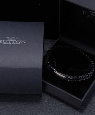 Black Rolo Chain with Black Wax Cord Stainless Steel Bracelet